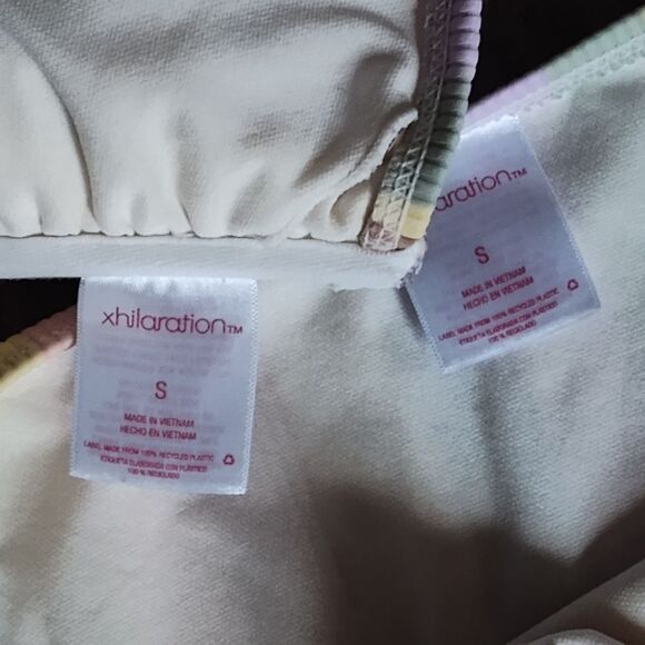 Fun Xhilaration Two Piece Swim Suit Bikini Color Block Ribbed Striped Size Small - Picture 11 of 12